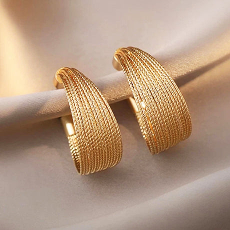 Textured light luxury Metal C-shaped Earrings