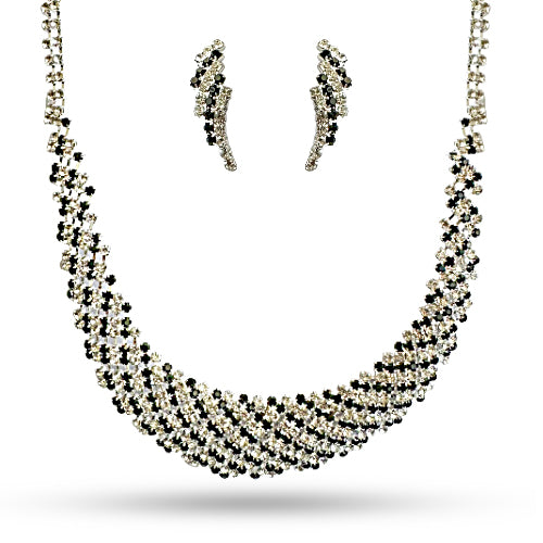 Black silver Rhinestone Necklace set