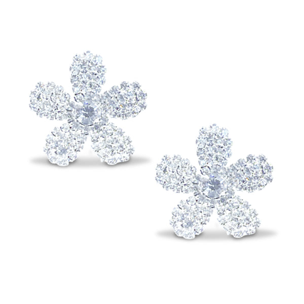 STONE FLOWER SHAPE SILVER EARRING