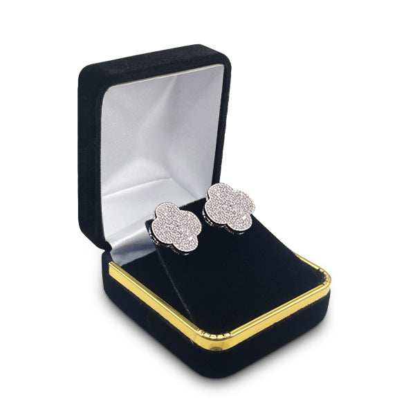 925 Sterling Silver Four-Leaf Zirconia Studs for a Touch of Luck