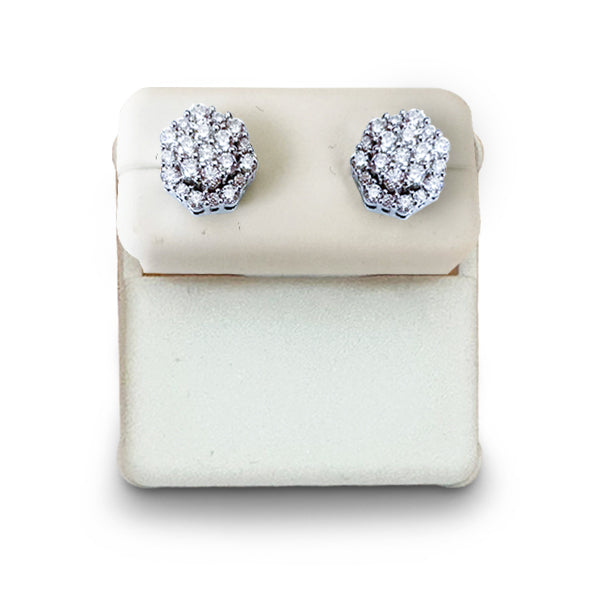 925 Silver Moissanite Flower Design Stud Earrings - Sterling Silver