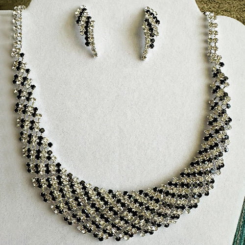 Black silver Rhinestone Necklace set