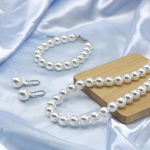 Fashion Style Pearl Elastic Necklace Set with Dangle Earring and bracelet