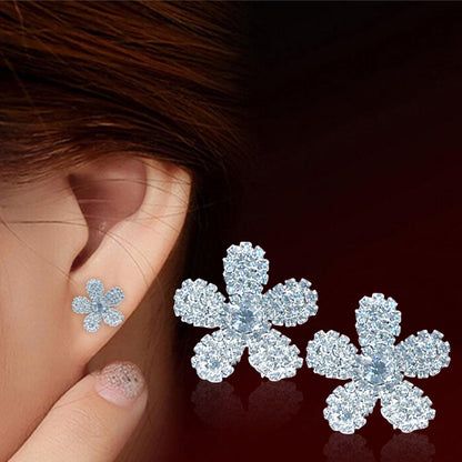 STONE FLOWER SHAPE SILVER EARRING