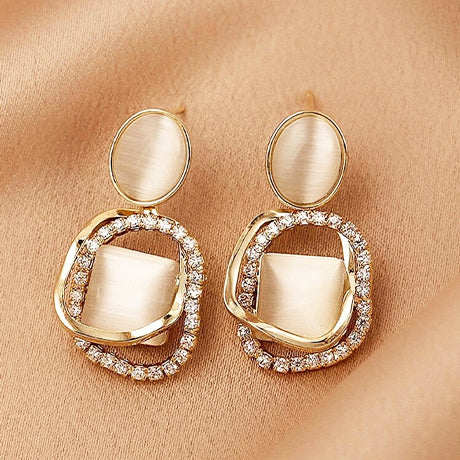 Andkiss Rhinestone Décor Drop Earrings