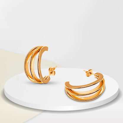 Hollow 3 Ring Design Ear Ring Made of 14K Gold plated