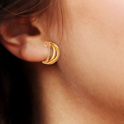 Hollow 3 Ring Design Ear Ring Made of 14K Gold plated