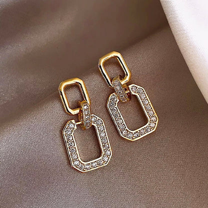 Rhinestone Geo Décor drop Earrings