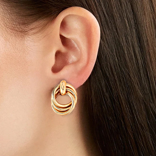 Elegant Soild Gold Stud Earrings