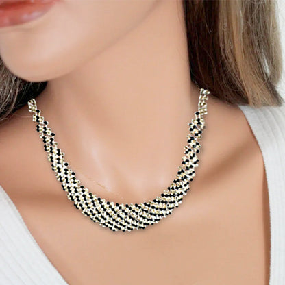 Black silver Rhinestone Necklace set