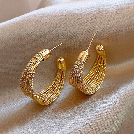 Textured light luxury Metal C-shaped Earrings