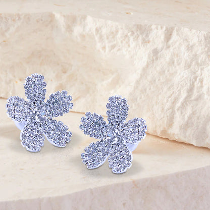 STONE FLOWER SHAPE SILVER EARRING