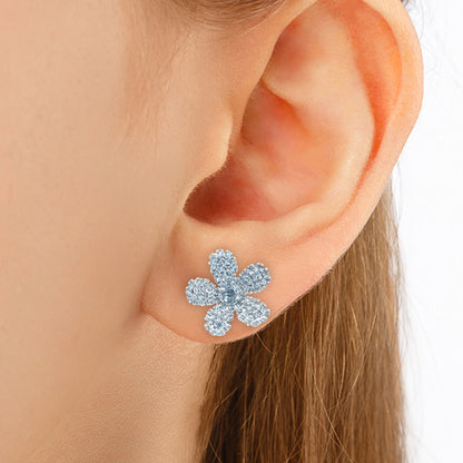 STONE FLOWER SHAPE SILVER EARRING