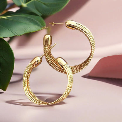 Textured light luxury Metal C-shaped Earrings