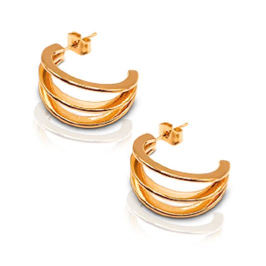 Hollow 3 Ring Design Ear Ring Made of 14K Gold plated