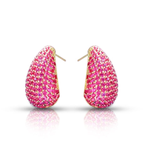 Elegant Luxurious Gold Color teardrop shaped Stud earring with sparkling cubic zirconia