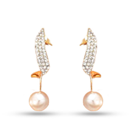 Elegant Pearl & Rhinestone Inlaid long Earrings