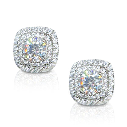 925 Sterling Silver Zirconia Square Stud Earrings