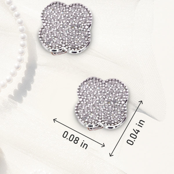 925 Sterling Silver Four-Leaf Zirconia Studs for a Touch of Luck