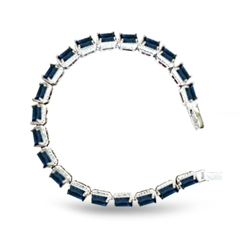 Sapphire Square Tennis Bracelet 925 Sterling Silver