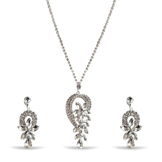 Sparking Silver Rhinestone Necklace Set