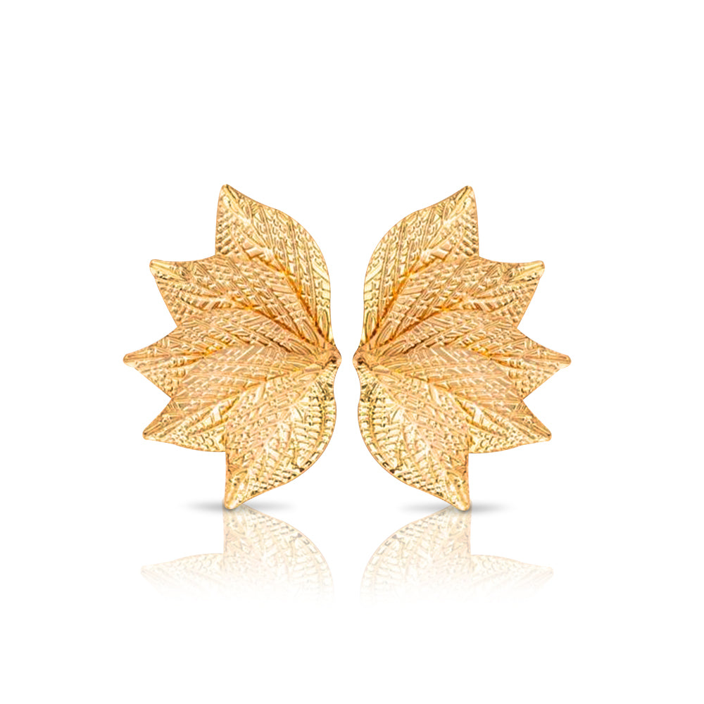 Elegant Leaf Shaped Textured Stud Earrings