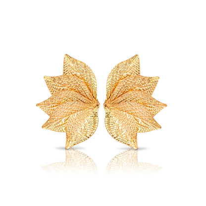 Elegant Leaf Shaped Textured Stud Earrings