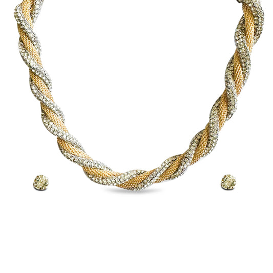 Twisted thick gold & Silver chain with Studs