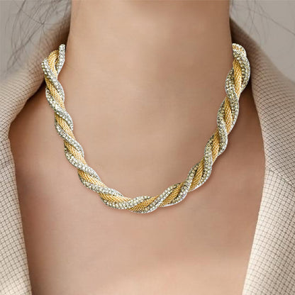 Twisted thick gold & Silver chain with Studs