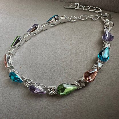 Multicolor Drop Zirconia link bracelet