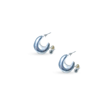 3-pair silver and pearl earring set, specially designed for multiple piercings