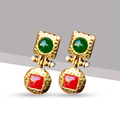 Fashionable Retro Colored Metallic Earrings