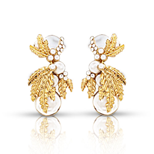 Glamorous Pearl Earrings Exaggerated Desgin with Gemstone