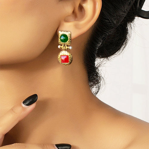 Fashionable Retro Colored Metallic Earrings