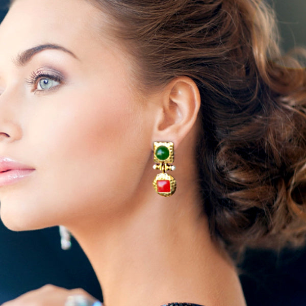 Fashionable Retro Colored Metallic Earrings