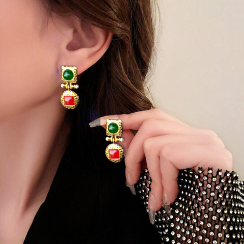 Fashionable Retro Colored Metallic Earrings