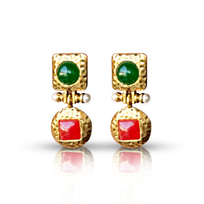 Fashionable Retro Colored Metallic Earrings