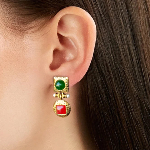 Fashionable Retro Colored Metallic Earrings