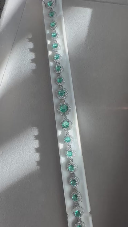 Teal Gemstone Flower 925 Sterling Silver Bracelet