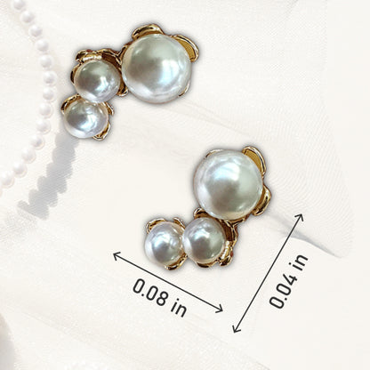 Refined 3-Pearl Earrings with Ornate Gold Frame