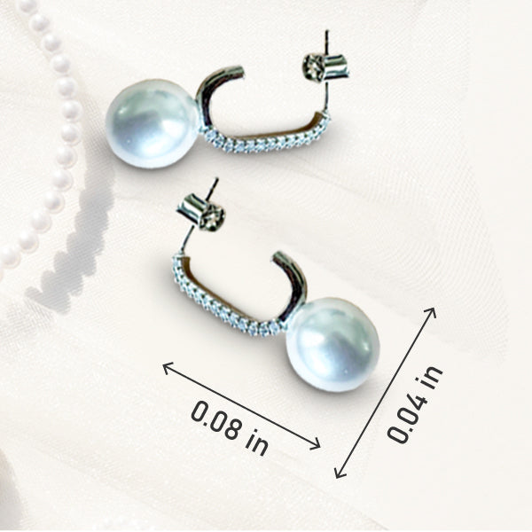 C-Shaped Pearl White Earrings with Gold Dipped Bottom